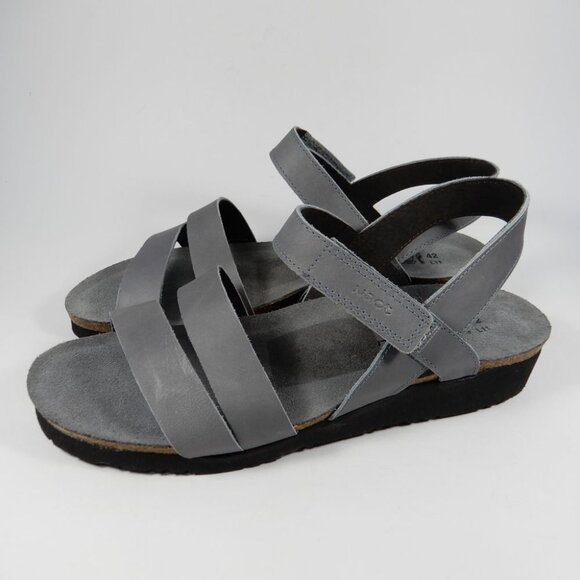 Naot Kayla Wedge Sandals Size EU 42 11 11.5 Slate Grey Leather Comfort NEW $144 - Picture 4 of 10